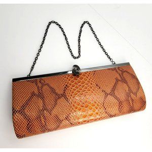 Lapis Handbag Purse Faux Snakeskin Brown Shoulder Bag Clutch VR609